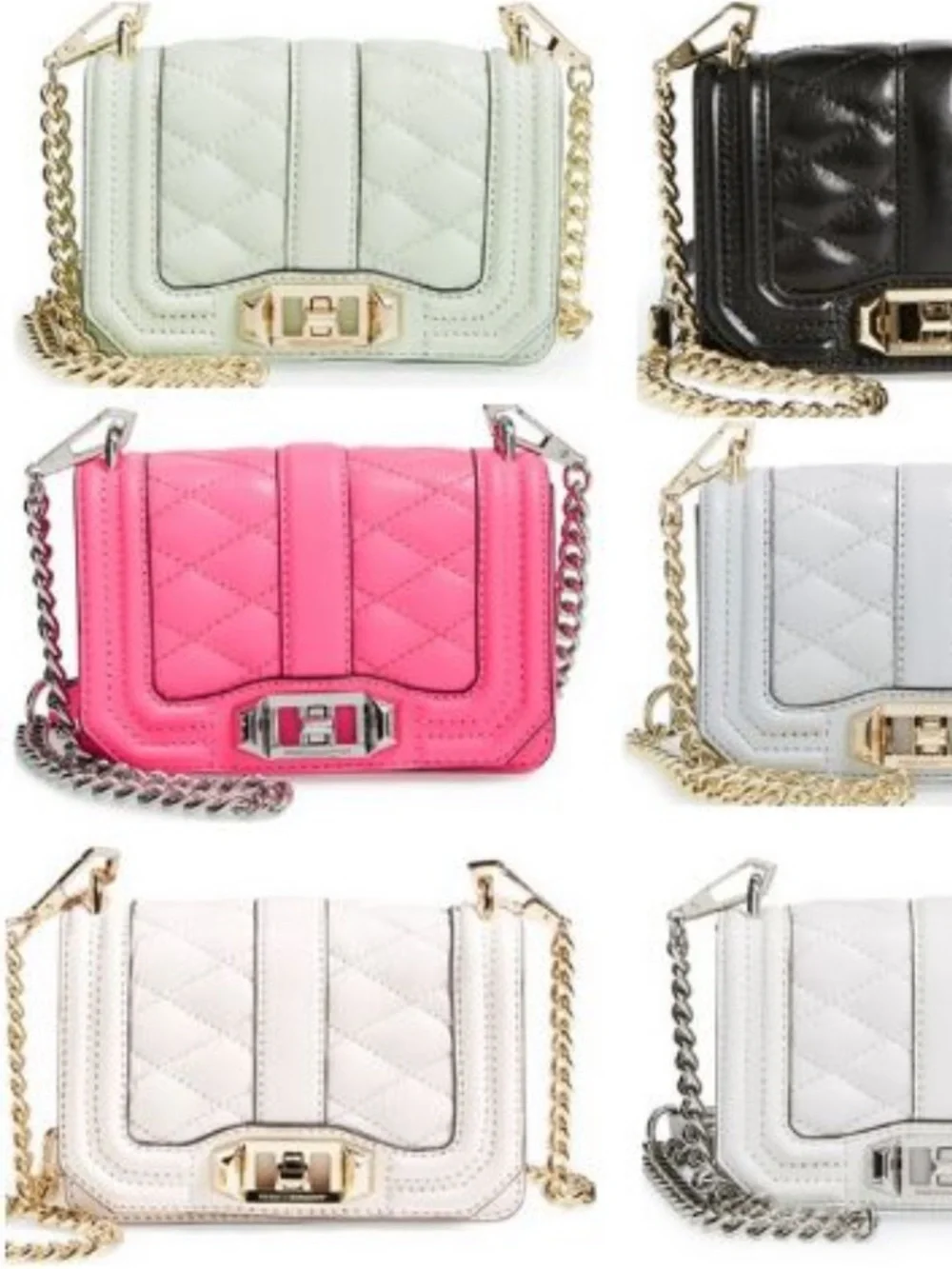 Rare Rebecca Minkoff Quilted Crossbody in Off White with Gold Hardware